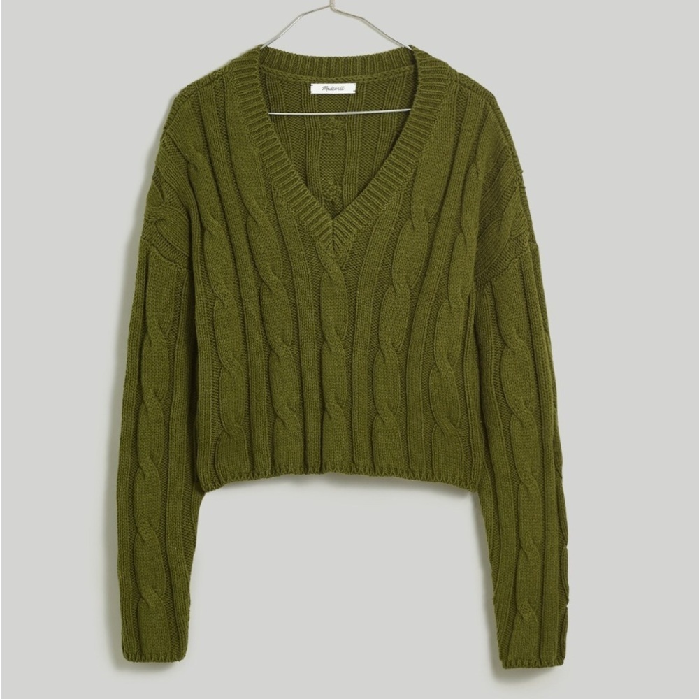 Madewell cable knit cropped sweater, small